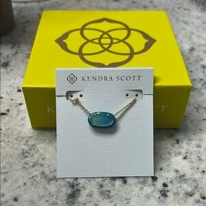 Kendra Scott Blue and Gold Necklace with Oval Stone